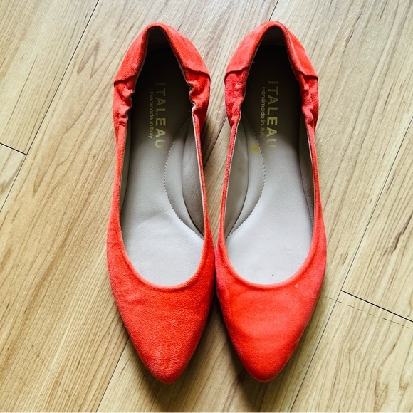 Italeau Shoes - Mara Ballet Flat Italeau leather suede orange coral Ballet Flats pointed Toe